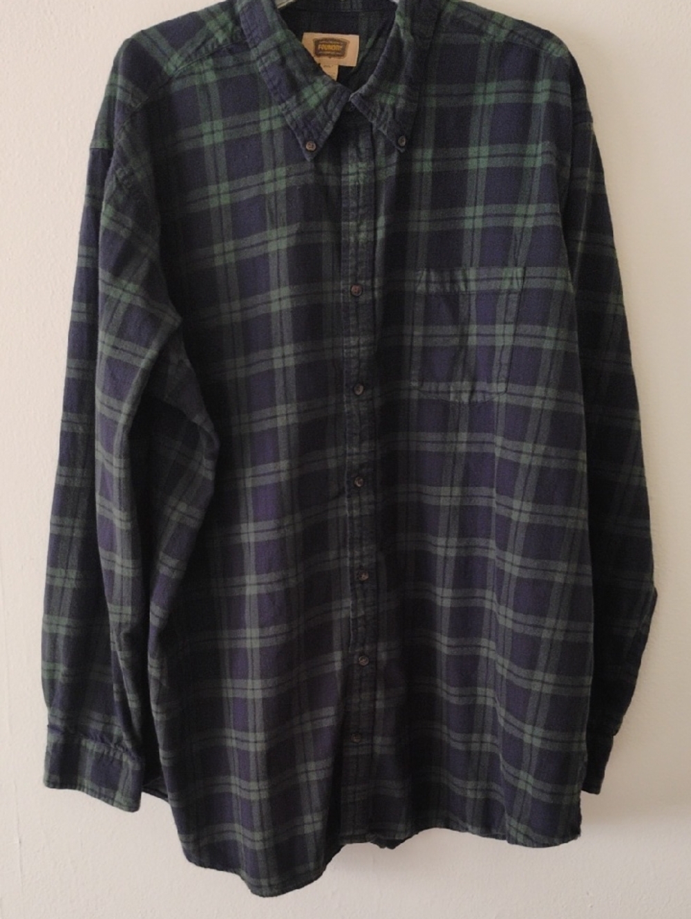 The Foundry Supply Co. Navy and Green Plaid Button-Down Shirt Sz 2X 100% Cotton
